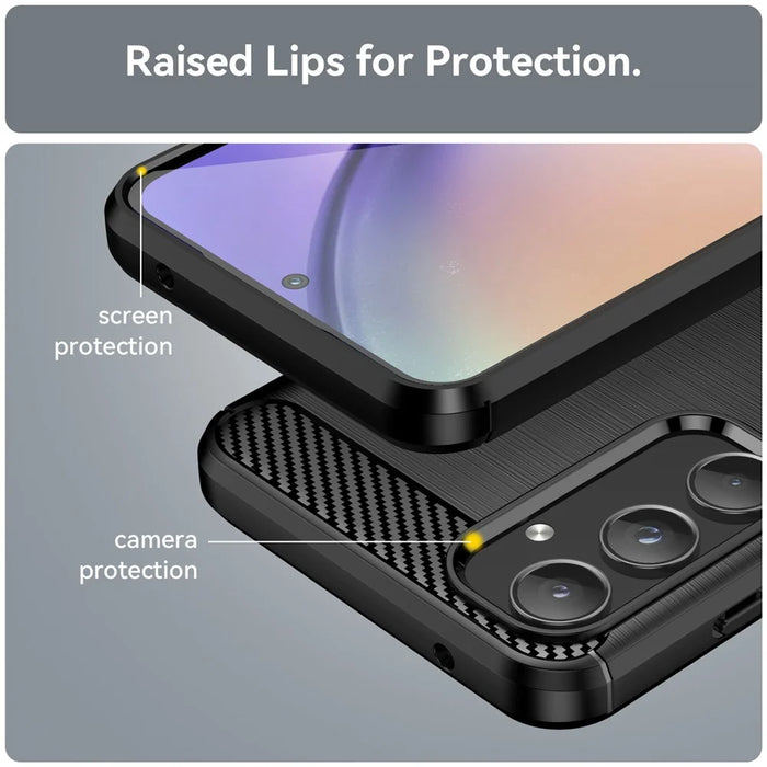 Phone Case For Samsung Galaxy A55 5G Carbon Fiber Texture TPU Phone Cover - Black - 6