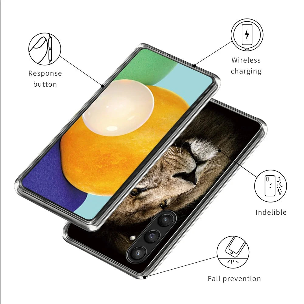 For Samsung Galaxy S24+ TPU Protective Case Art Pattern Printing Phone Cover - Lion - 3