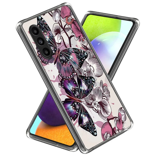 For Samsung Galaxy A14 4G / 5G TPU Phone Case IMD Pattern Fashion Slim Protective Cover - Purple Butterflies - 1
