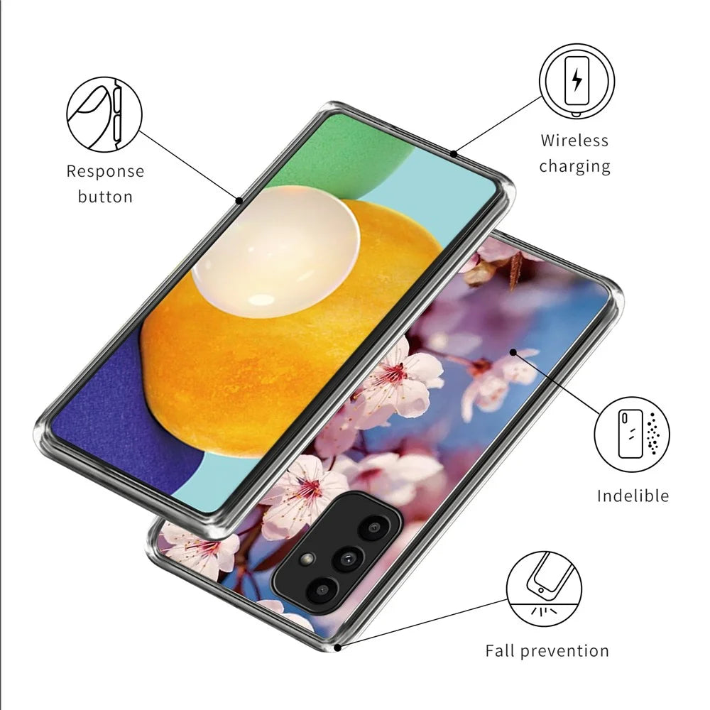 For Samsung Galaxy A15 4G / 5G TPU Phone Case Pattern Printing Anti-Scratch Shockproof - Peach Blossom - 3