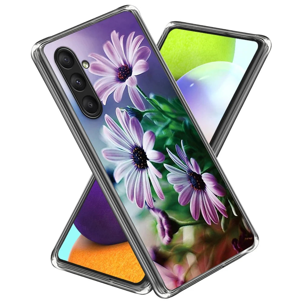 For Samsung Galaxy A25 5G (Global) (161.0 x 76.5 x 8.3mm) Case Pattern Printing TPU Phone Cover - Purple Chrysanthemum - 1
