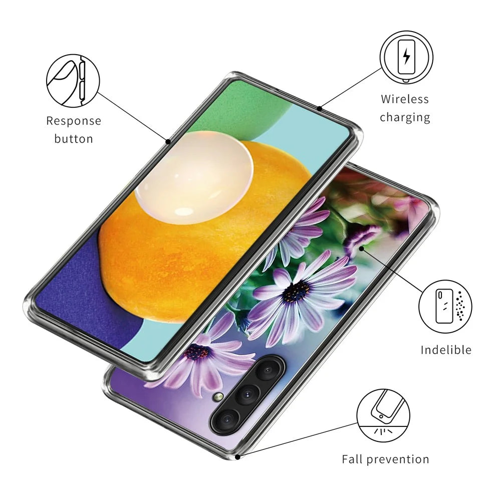 For Samsung Galaxy A25 5G (Global) (161.0 x 76.5 x 8.3mm) Case Pattern Printing TPU Phone Cover - Purple Chrysanthemum - 3