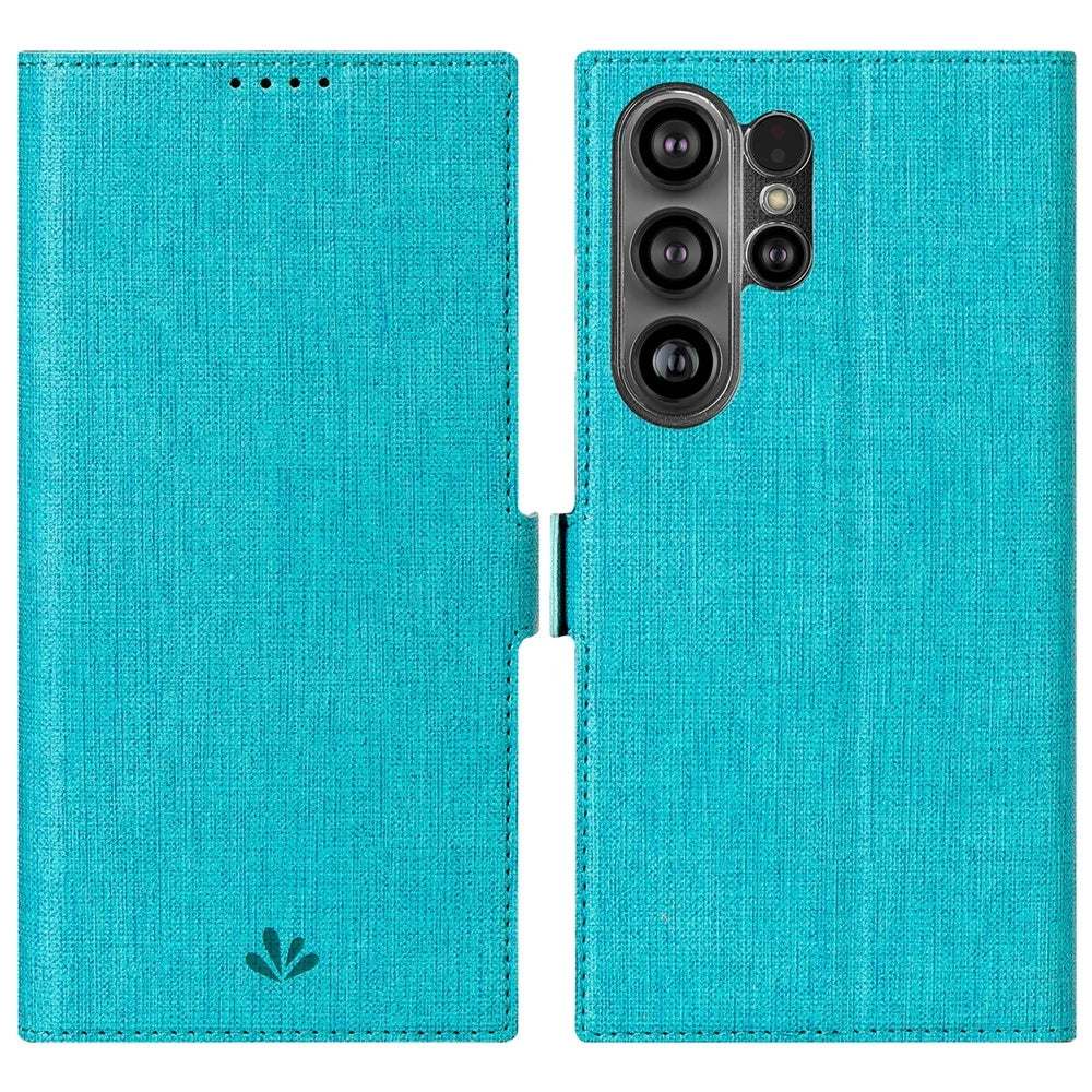 VILI DMK Series for Samsung Galaxy S24 Ultra Wallet Case PU Leather Folio Phone Cover - Blue - 1