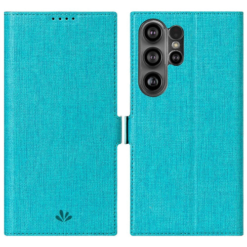 VILI DMK Series for Samsung Galaxy S24 Ultra Wallet Case PU Leather Folio Phone Cover - Blue - 1