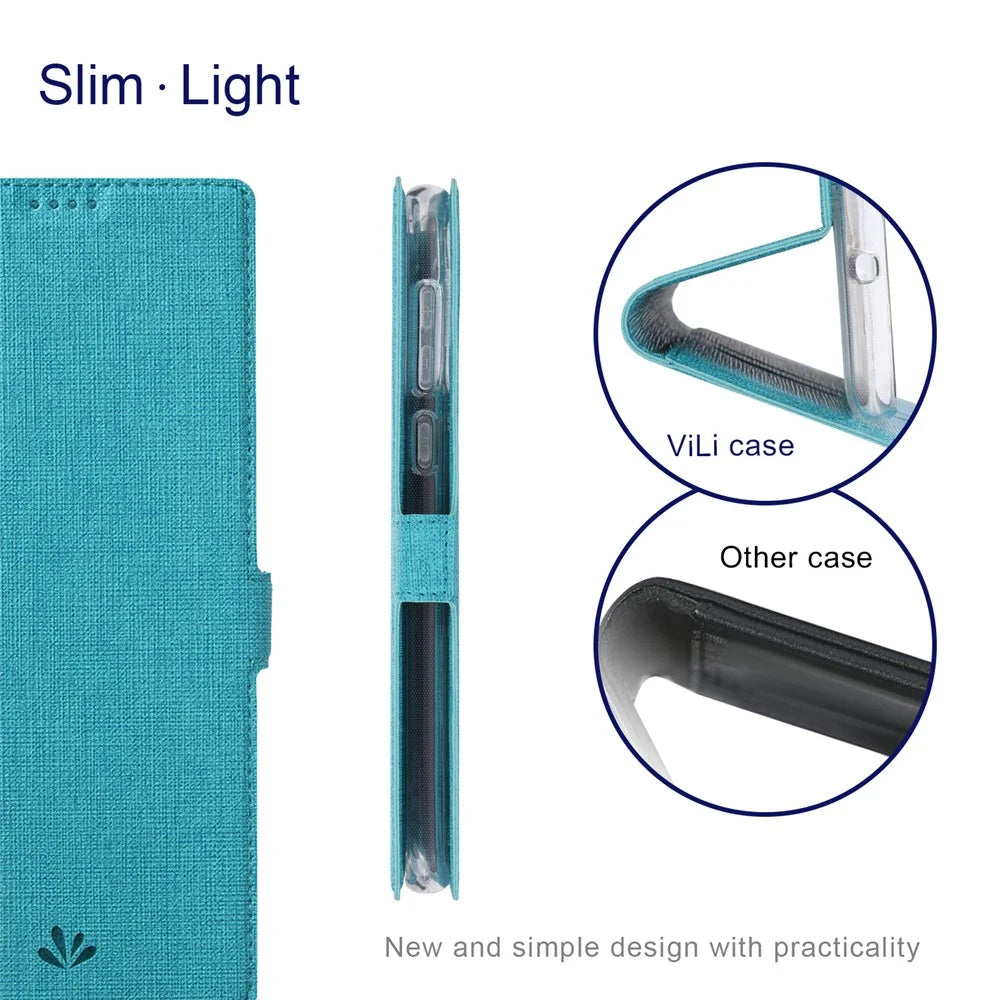 VILI DMK Series for Samsung Galaxy S24 Ultra Wallet Case PU Leather Folio Phone Cover - Blue - 5