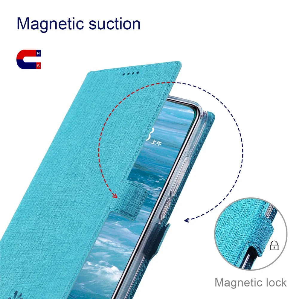 VILI DMK Series for Samsung Galaxy S24 Ultra Wallet Case PU Leather Folio Phone Cover - Blue - 6