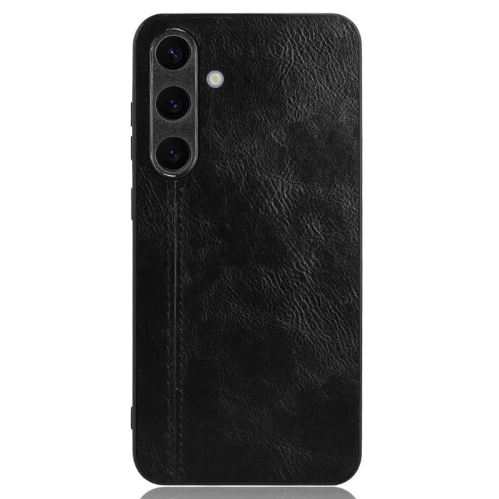 For Samsung Galaxy S24+ Cell Phone Case Cowhide Texture Shock Absorbing Cover - Black - 2