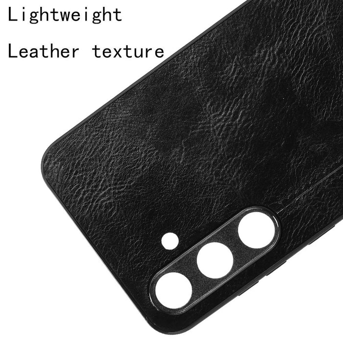 For Samsung Galaxy S24+ Cell Phone Case Cowhide Texture Shock Absorbing Cover - Black - 4