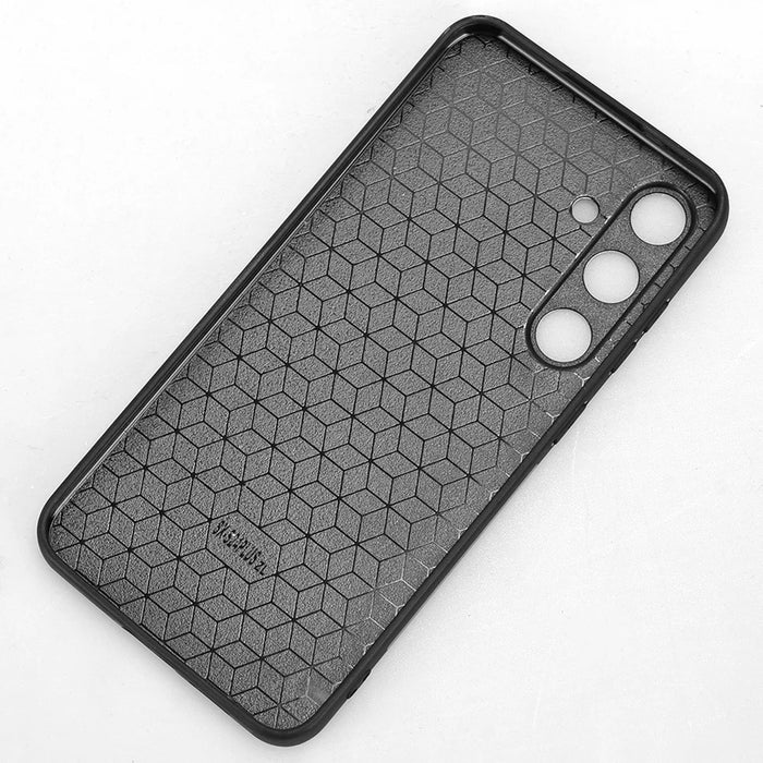 For Samsung Galaxy S24+ Cell Phone Case Cowhide Texture Shock Absorbing Cover - Black - 5