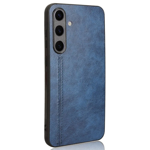 For Samsung Galaxy S24 Case Cowhide Texture Stitching Line Phone Protector - Blue - 1