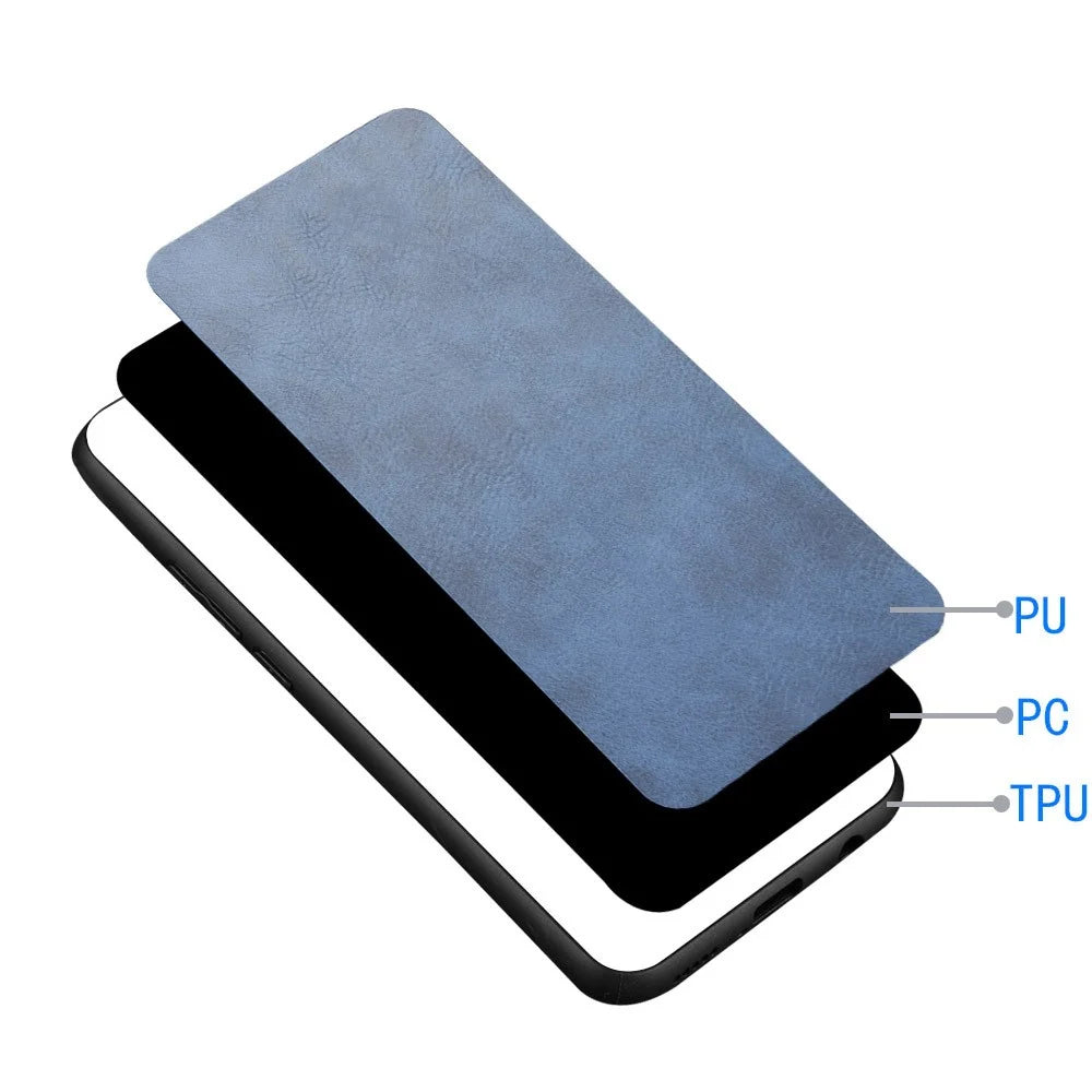 For Samsung Galaxy S24 Case Cowhide Texture Stitching Line Phone Protector - Blue - 3