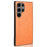 For Samsung Galaxy S24 Ultra Case PU Leather Coated PC+TPU Stitching Line Smart Phone Cover - Orange - 1