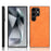 For Samsung Galaxy S24 Ultra Case PU Leather Coated PC+TPU Stitching Line Smart Phone Cover - Orange - 6