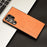 For Samsung Galaxy S24 Ultra Case PU Leather Coated PC+TPU Stitching Line Smart Phone Cover - Orange - 7