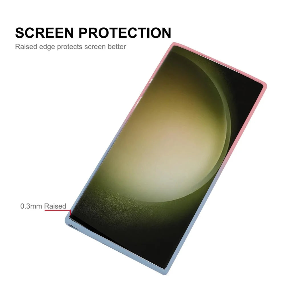 ENAKY HAT PRINCE For Samsung Galaxy S24 Ultra Magnetic Silicone Case with Lens Protector - Pink+Blue - 3