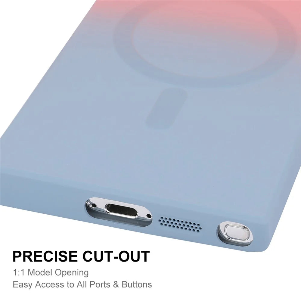 ENAKY HAT PRINCE For Samsung Galaxy S24 Ultra Magnetic Silicone Case with Lens Protector - Pink+Blue - 6