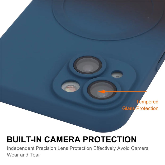 ENAKY HAT PRINCE For iPhone 14 Magnetic Case Compatible with MagSafe Lens Protector - Dark Blue - 5