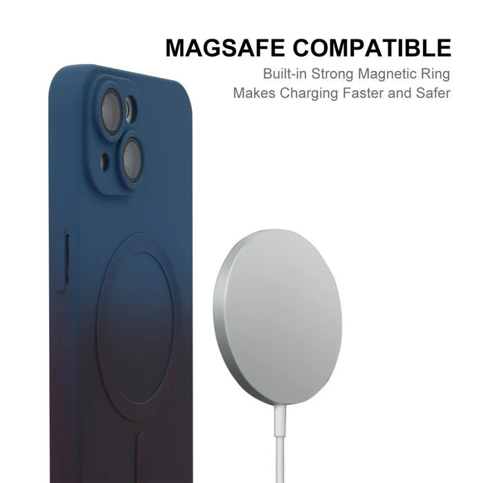 ENAKY HAT PRINCE For iPhone 14 Plus Magnetic Case Gradient Dual Color Silicone Cover - Dark Blue - 2