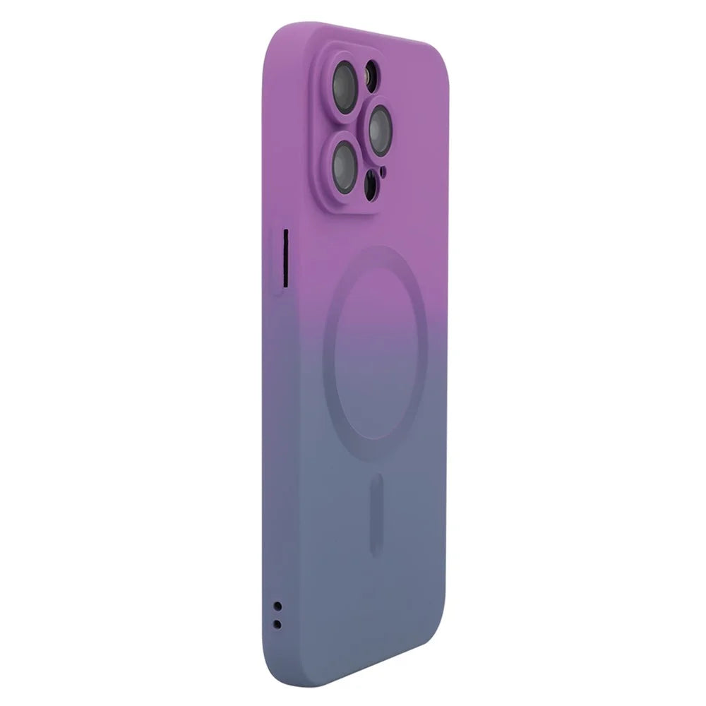 ENAKY HAT PRINCE For iPhone 14 Pro Max Silicone Case Compatible with MagSafe Dual Color - Purple+Blue - 1