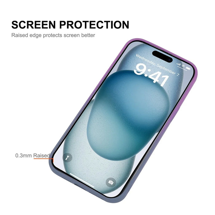 ENAKY HAT PRINCE For iPhone 14 Pro Max Silicone Case Compatible with MagSafe Dual Color - Purple+Blue - 3