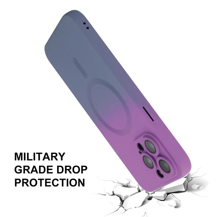 ENAKY HAT PRINCE For iPhone 14 Pro Max Silicone Case Compatible with MagSafe Dual Color - Purple+Blue - 4