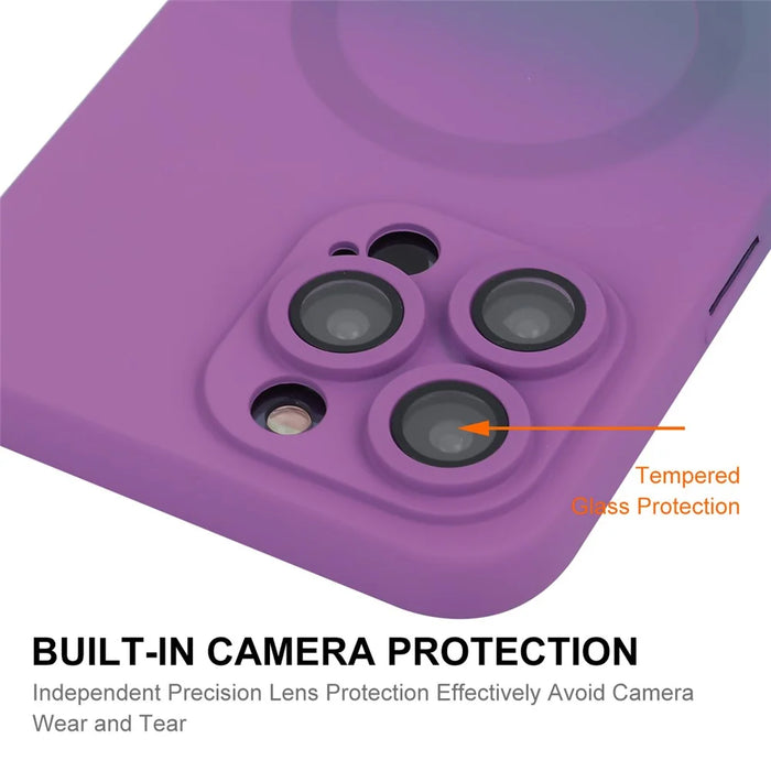 ENAKY HAT PRINCE For iPhone 13 Pro Max Magnetic Case Dual Color Silicone Phone Cover - Purple+Blue - 5