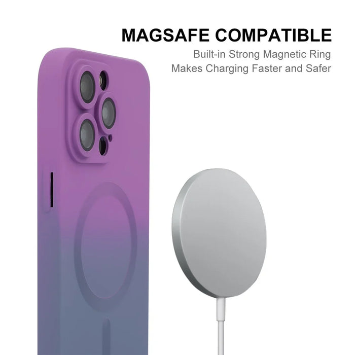 ENAKY HAT PRINCE For iPhone 15 Pro Max Silicone Case Magnetic Phone Cover - Purple+Blue - 2