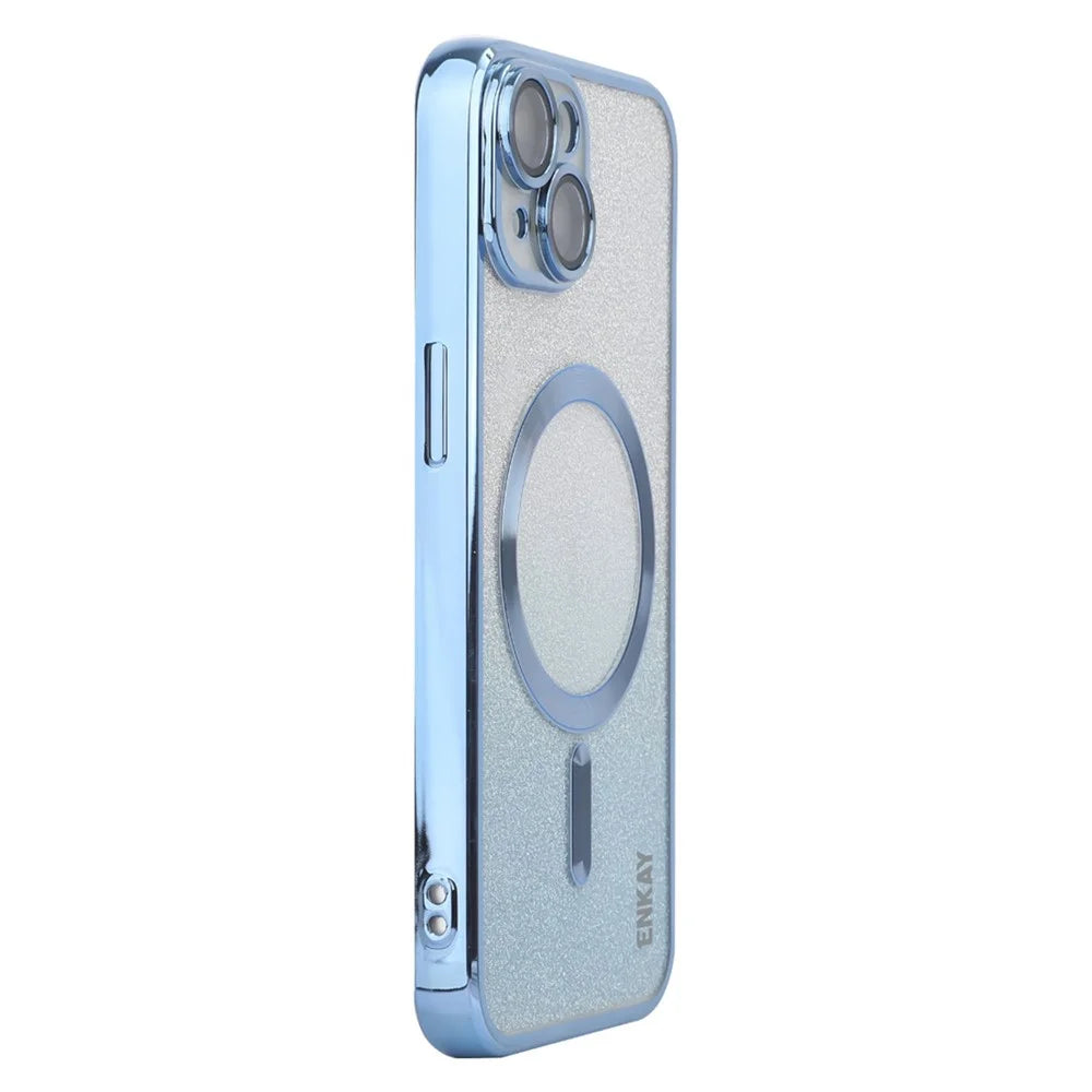 ENAKY HAT PRINCE For iPhone 14 Magnetic Case Compatible with MagSafe Glitter TPU Cover - Blue - 1