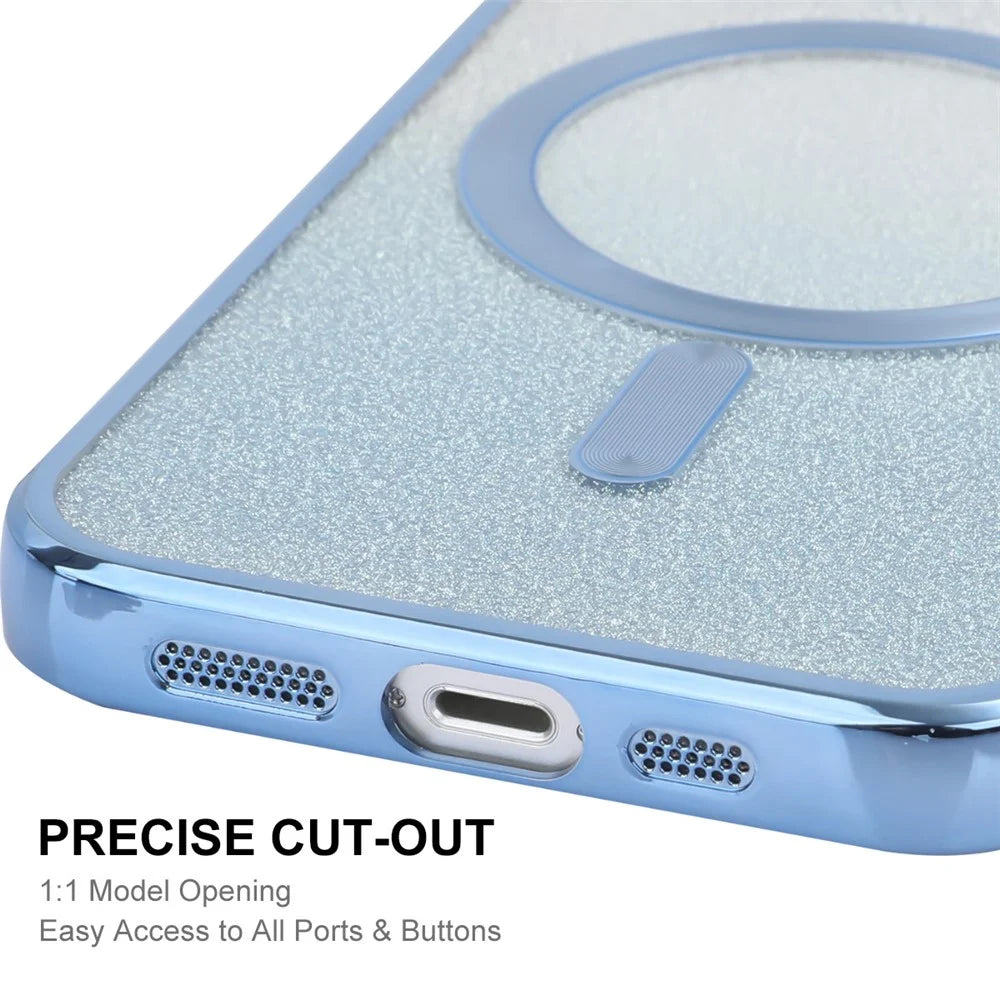 ENAKY HAT PRINCE For iPhone 14 Plus Magnetic TPU Case Electroplating Glitter Phone Cover - Blue - 6