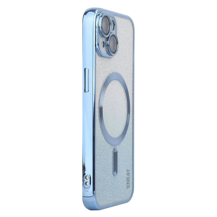 ENAKY HAT PRINCE For iPhone 15 Magnetic Case Electroplating TPU Cover Glitter Paper - Blue - 1
