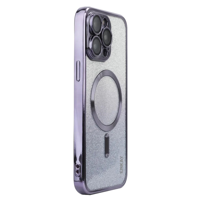 ENAKY HAT PRINCE For iPhone 15 Pro Magnetic Case Compatible with MagSafe Glitter Paper - Purple - 1