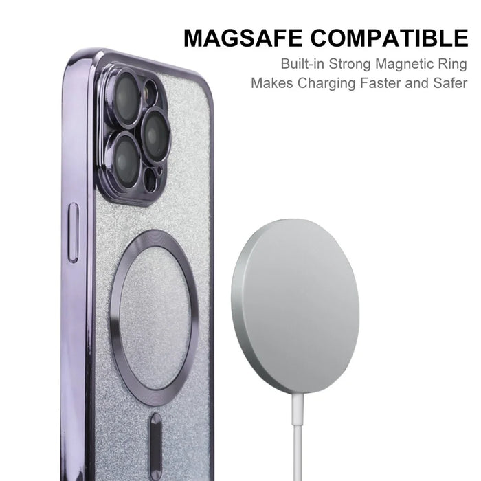 ENAKY HAT PRINCE For iPhone 15 Pro Magnetic Case Compatible with MagSafe Glitter Paper - Purple - 3