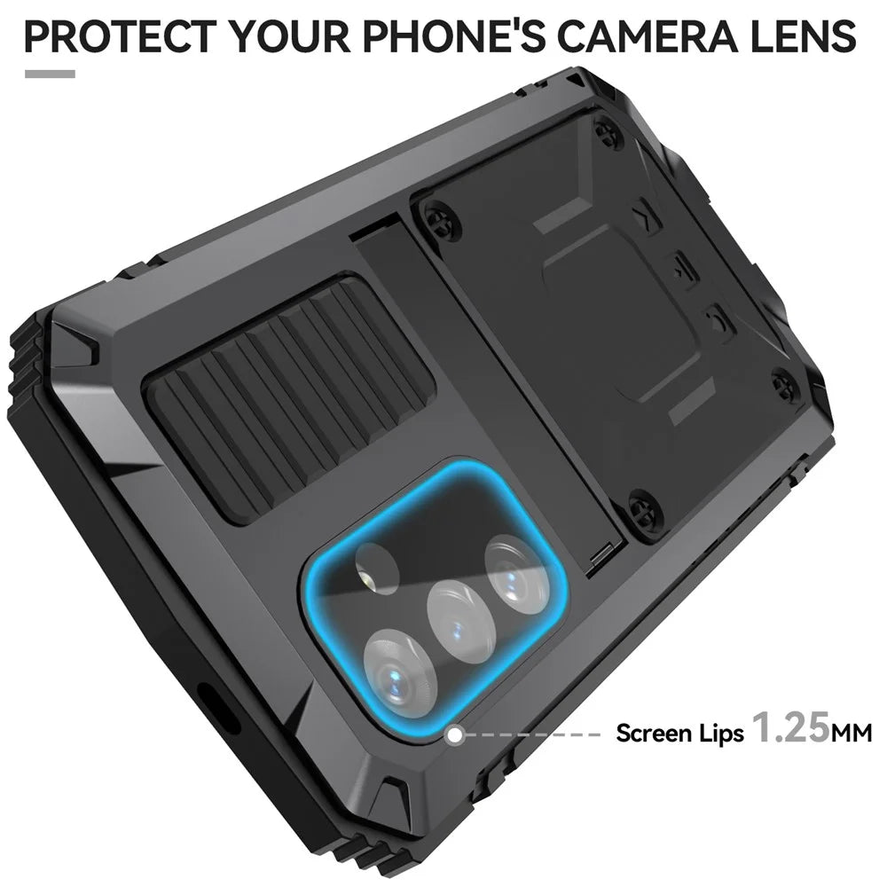 R-JUST For Samsung Galaxy S24+ Phone Case Kickstand Cover Built-in Tempered Glass Screen Protector - Black - 3