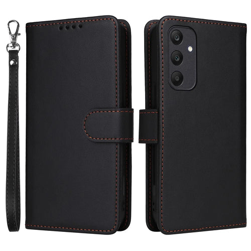 For Samsung Galaxy A25 5G (Global) (161mm) Magnetic Case BETOPNICE Detachable PU Leather Phone Cover with Strap - Black - 1