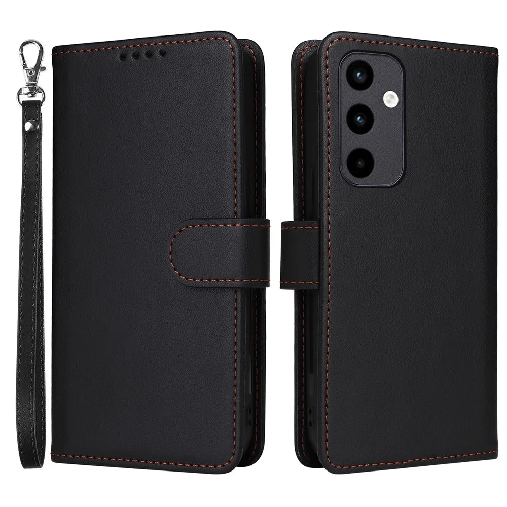 For Samsung Galaxy A35 5G Magnetic Case BETOPNICE Detachable PU Leather Phone Cover with Strap - Black - 1