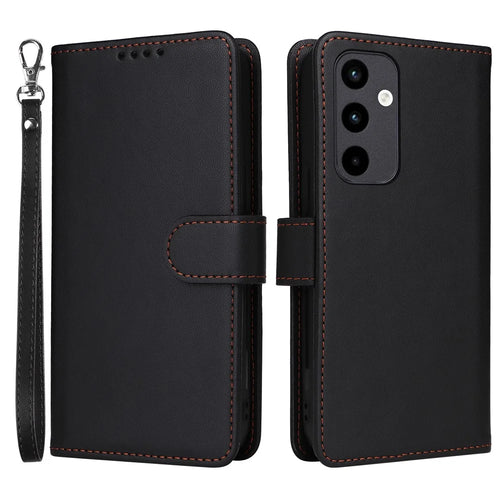 For Samsung Galaxy A35 5G Magnetic Case BETOPNICE Detachable PU Leather Phone Cover with Strap - Black - 1