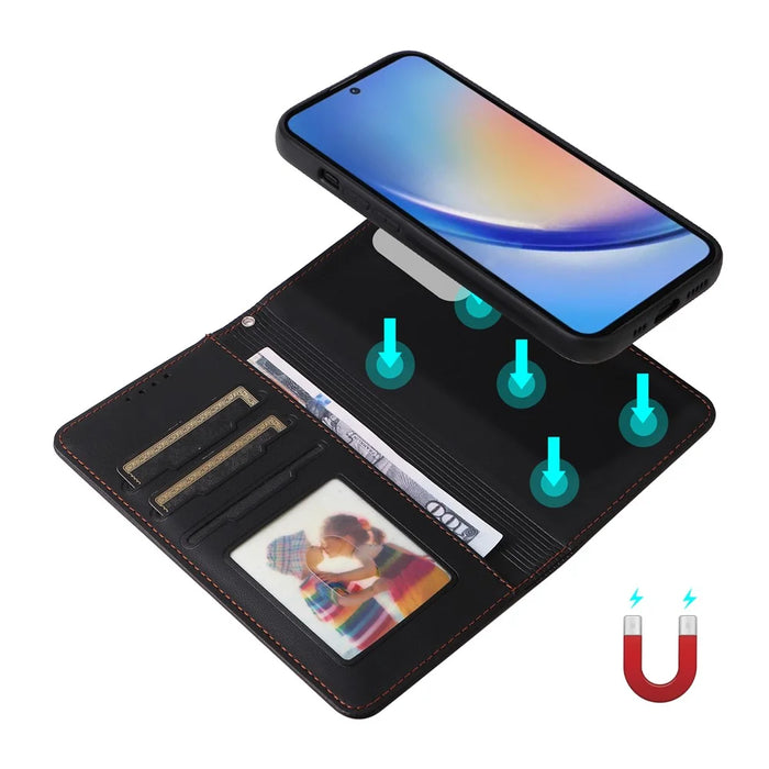 For Samsung Galaxy A35 5G Magnetic Case BETOPNICE Detachable PU Leather Phone Cover with Strap - Black - 4