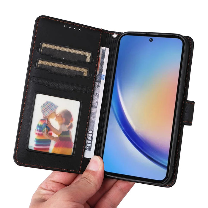 For Samsung Galaxy A35 5G Magnetic Case BETOPNICE Detachable PU Leather Phone Cover with Strap - Black - 6