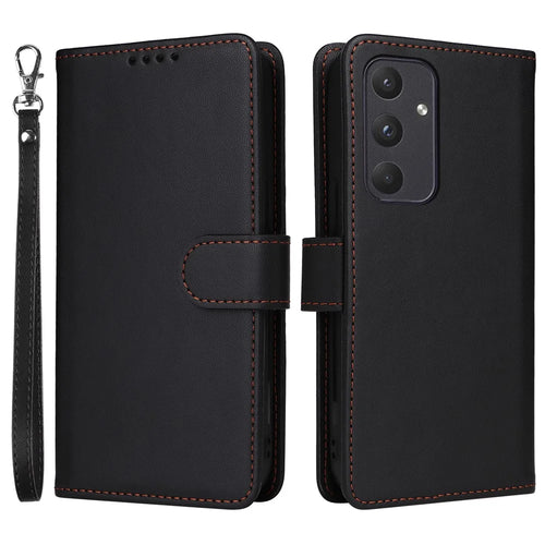 For Samsung Galaxy A55 5G Magnetic Case BETOPNICE Detachable PU Leather Phone Cover with Strap - Black - 1