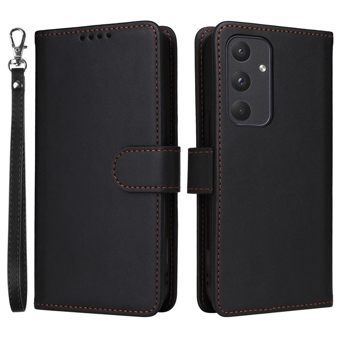 For Samsung Galaxy A55 5G Magnetic Case BETOPNICE Detachable PU Leather Phone Cover with Strap - Black - 1