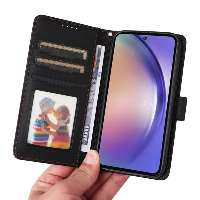 For Samsung Galaxy A55 5G Magnetic Case BETOPNICE Detachable PU Leather Phone Cover with Strap - Black - 6