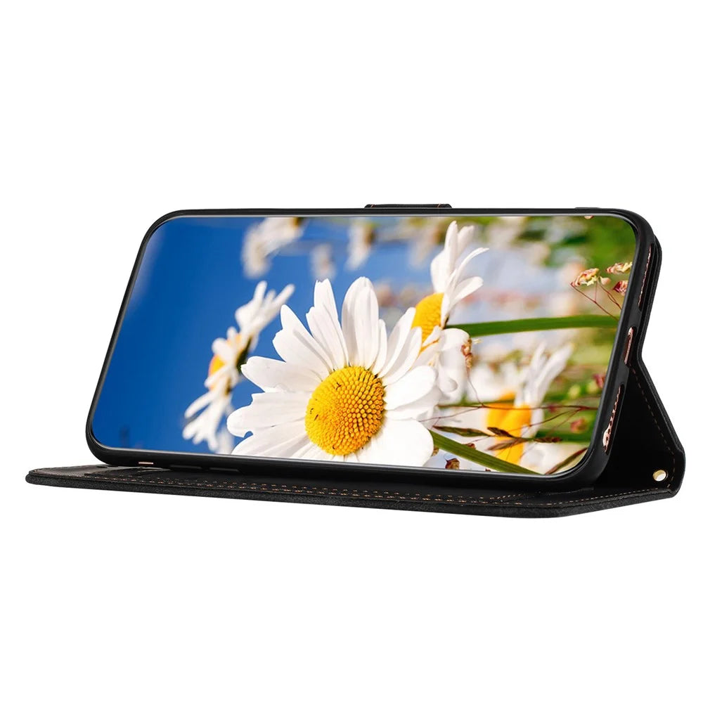 For Google Pixel 8a Phone Case Flower Pattern Stand Cover - Black - 3