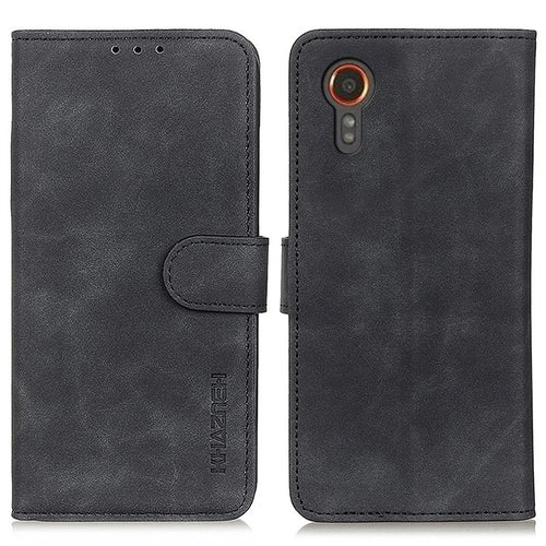 KHAZNEH For Samsung Galaxy Xcover7 Retro Style Case Leather Drop-proof Wallet Phone Cover - Black - 1
