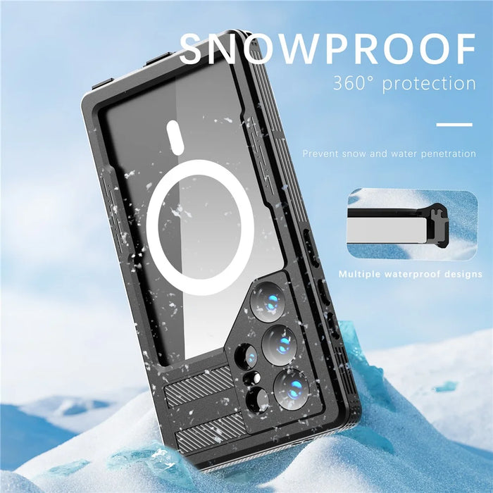 REDPEPPER IP68 Waterproof Case for Samsung Galaxy S24 Ultra Magnetic Clear Phone Cover - Black - 4