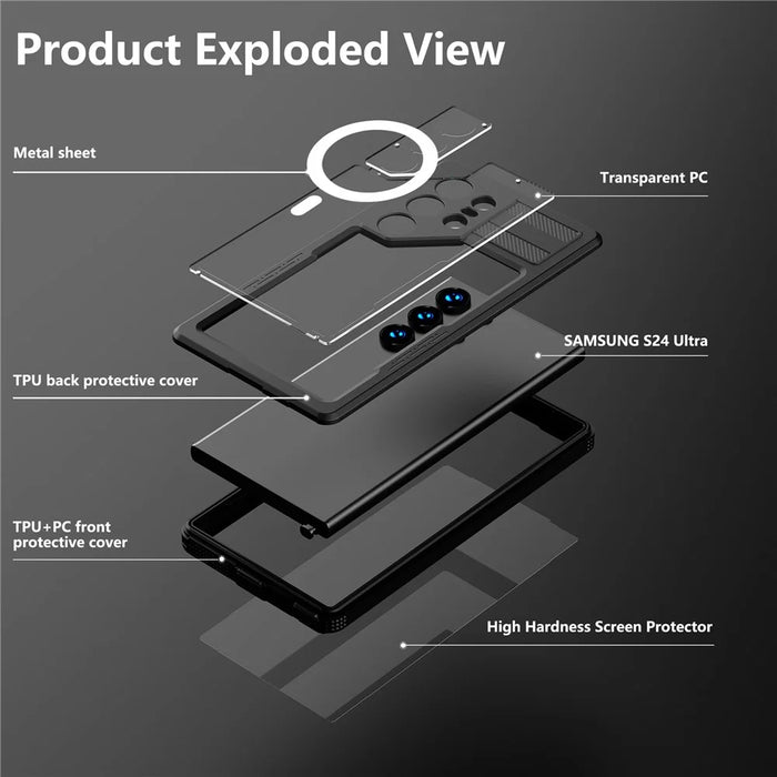 REDPEPPER IP68 Waterproof Case for Samsung Galaxy S24 Ultra Magnetic Clear Phone Cover - Black - 5