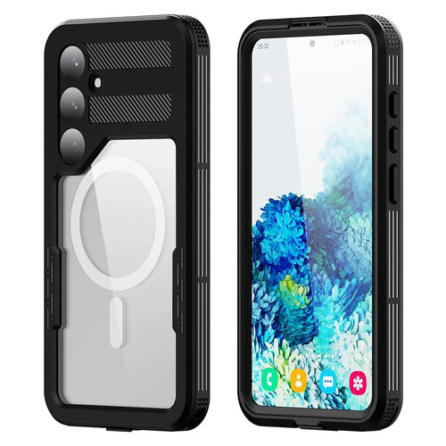 REDPEPPER For Samsung Galaxy S24+ Magnetic Phone Case IP68 Waterproof Transparent Back Cover - Black - 1