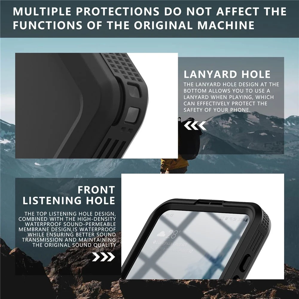 REDPEPPER For Samsung Galaxy S24+ Magnetic Phone Case IP68 Waterproof Transparent Back Cover - Black - 7