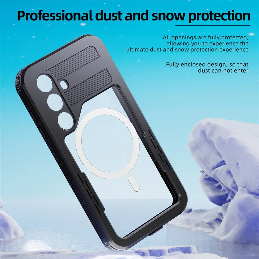 REDPEPPER For Samsung Galaxy S24 IP68 Waterproof Magnetic Case Clear Phone Cover - Black - 5