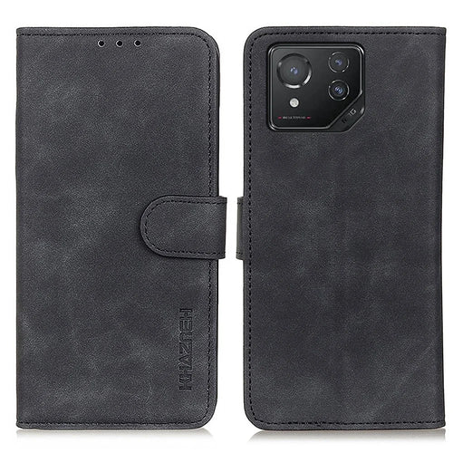 KHAZNEH For Asus ROG Phone 8 5G / Phone 8 Pro 5G Case Magnetic Retro Leather Wallet Phone Protector - Black - 1