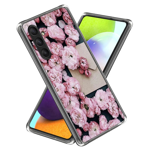 For Samsung Galaxy A25 5G (Global) (161.0 x 76.5 x 8.3mm) Cover Slim-Fit TPU Printing Phone Case - Pink Flowers - 1